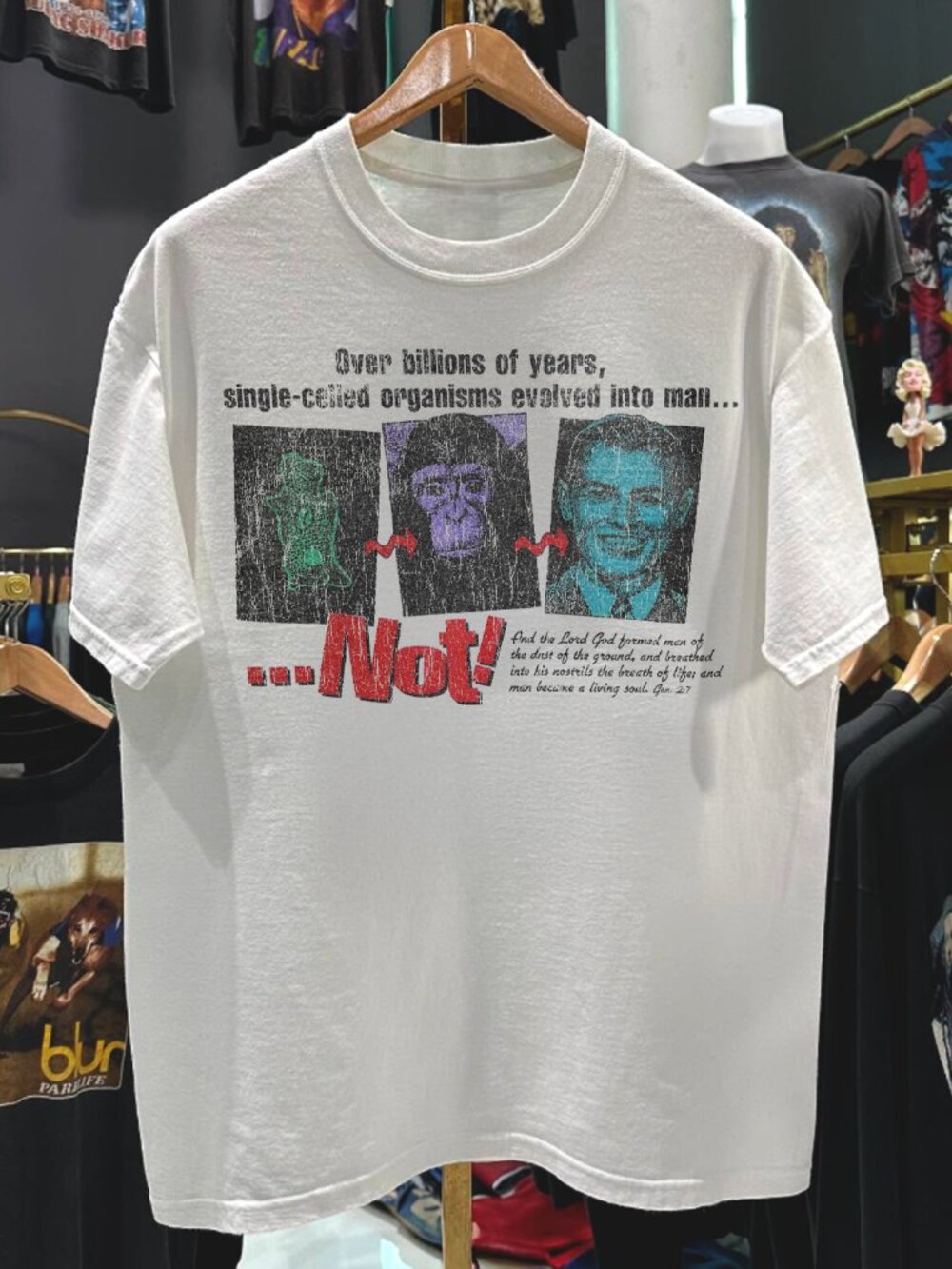 90s Big Bang Not Rare White Anti-Evolution T-Shirt